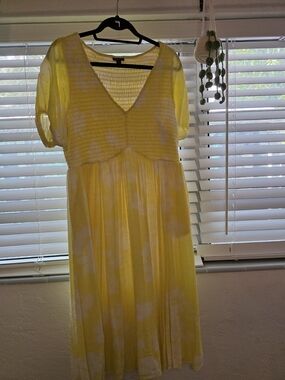 torrid Yellow Smocked V-Neck Midi Dress